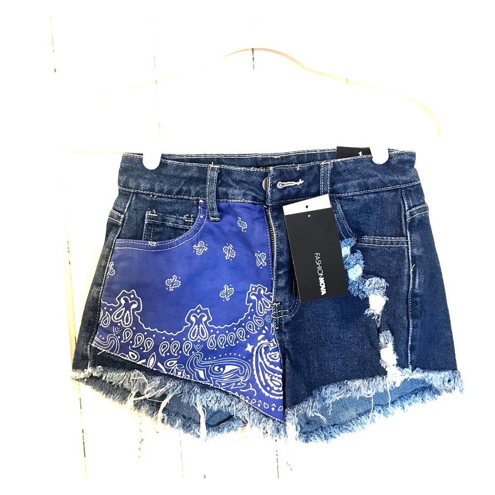 Bandana Denim Shorts